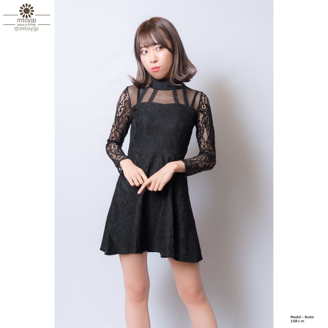 レースワンピース 長袖レースワンピース フレアレースワンピース 膝丈レースワンピ セレクトショップ Mtoyjp