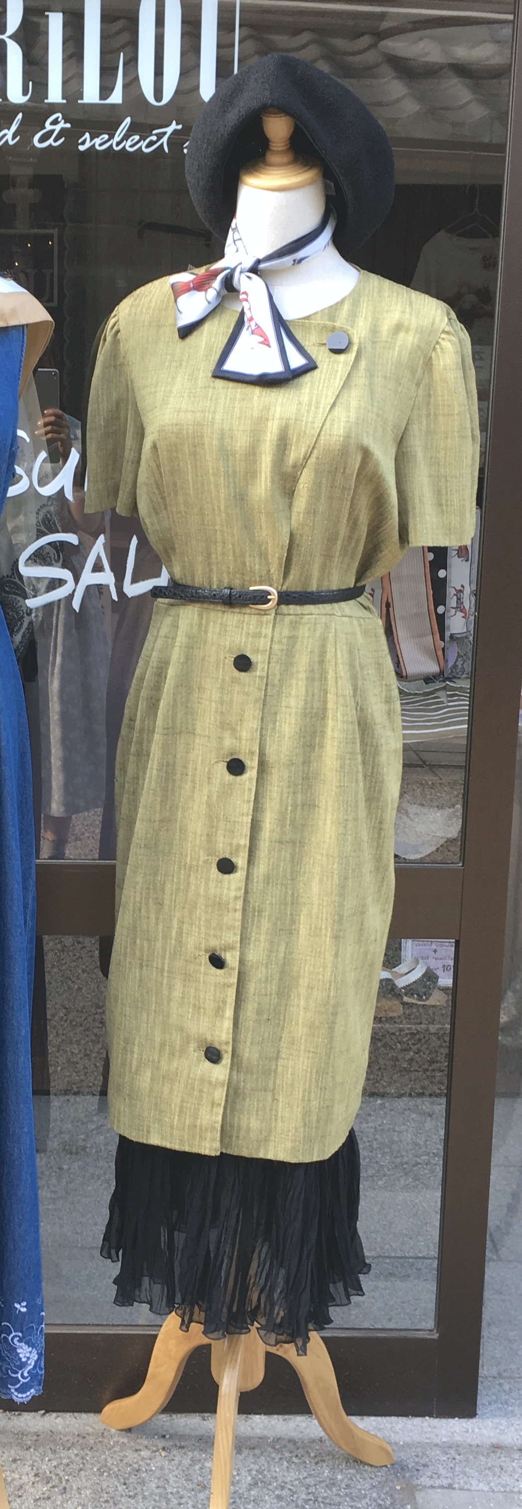Green Retro Dress 古着 レトロワンピース Rilou