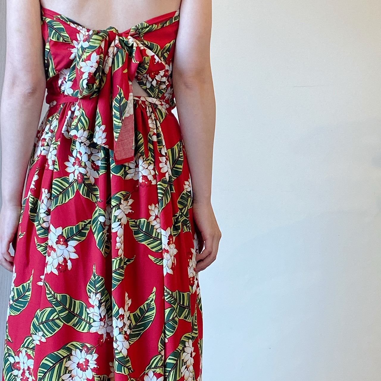 R ムームー 3wayリゾートワンピース ジンジャー レッド ハワイアンドレス エコルエヒク