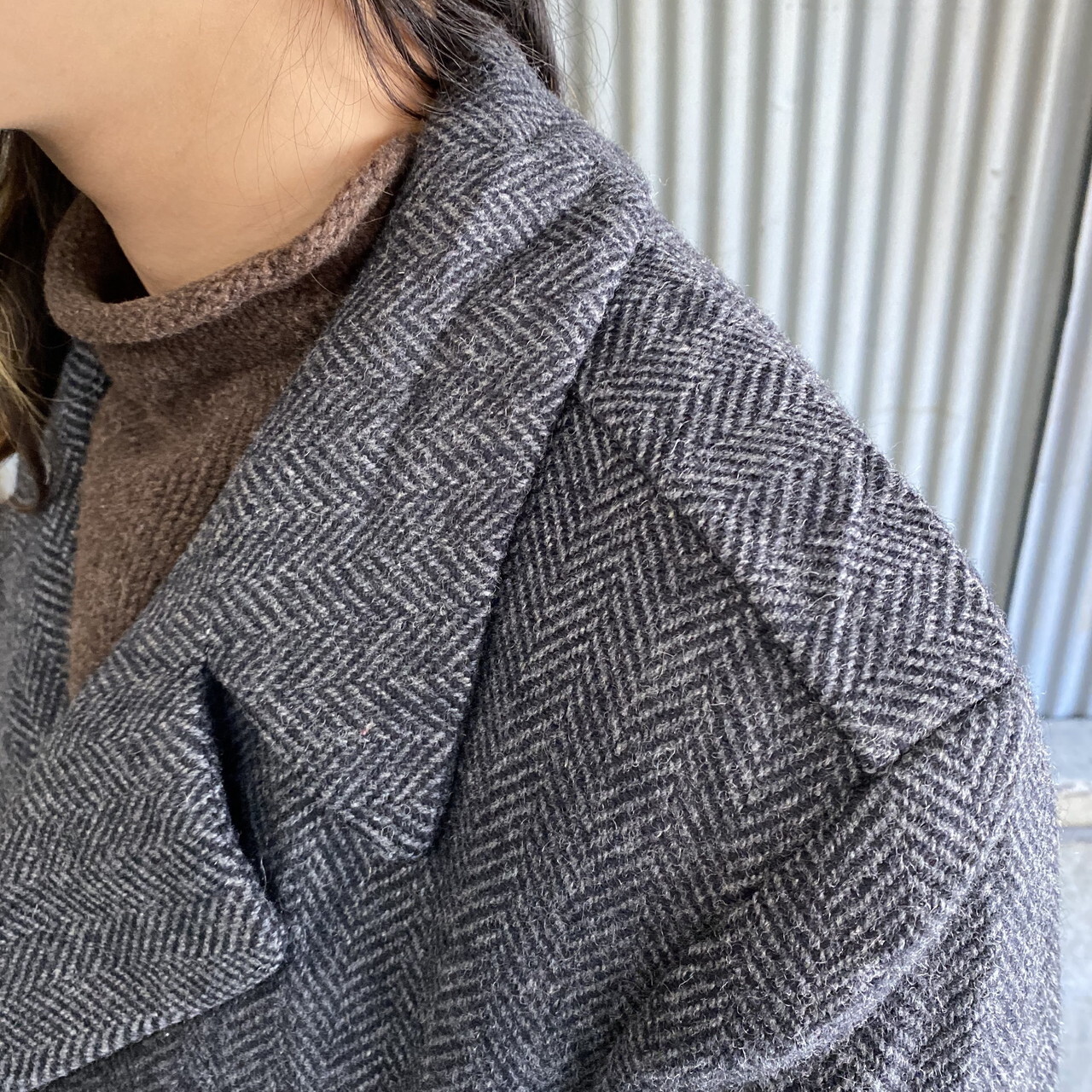 Usa製 London Fog ロンドンフォグ ウールマキシコート ダブルブレスト メンズl相当 古着 チェスターコート ロングコート ヘリンボーン グレー 灰色 肩パッド入り エポレット付き コート Sa30 Al Cave 古着屋 公式 古着通販サイト