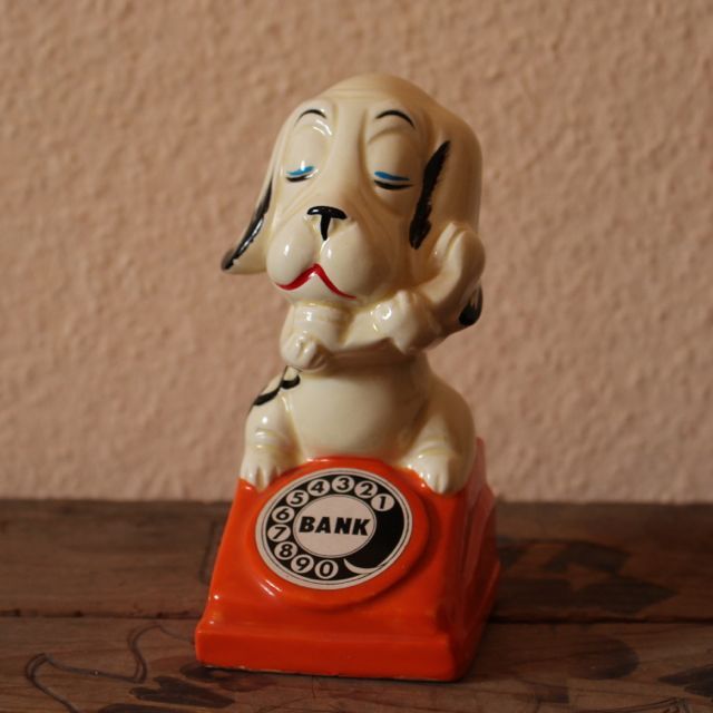 磁器製 ヴィンテージ 犬の貯金箱 Bank Usagi