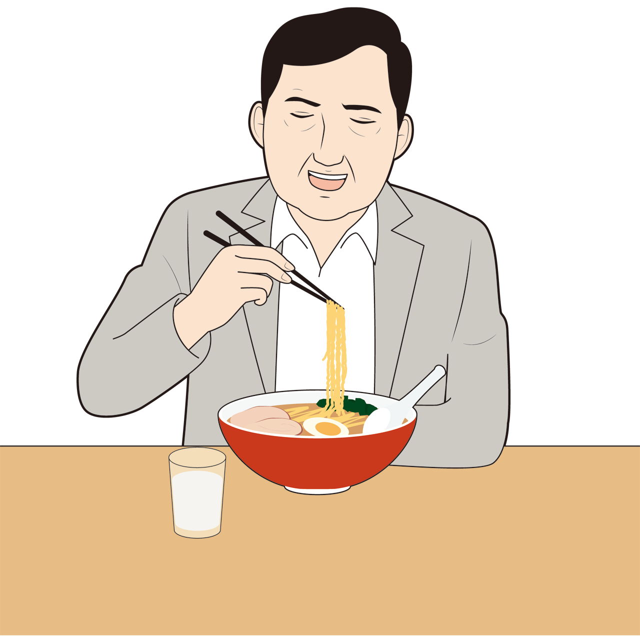 ラーメンを食べる男性サラリーマン Sozaido