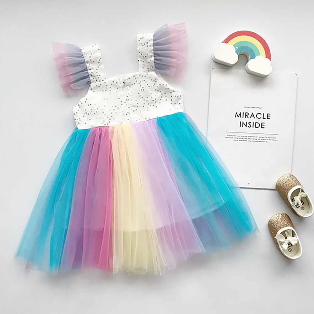 ユニコーン カラフル パーティー おでかけ ワンピース ドレス 半袖 ホワイト 清楚 おんなのこ 子供服 夏 サマー キッズ 可愛い Girl Princess Dress New Summer Kid Girls Dress Floral Children Party Suits Butterfly Costume Children Clothing