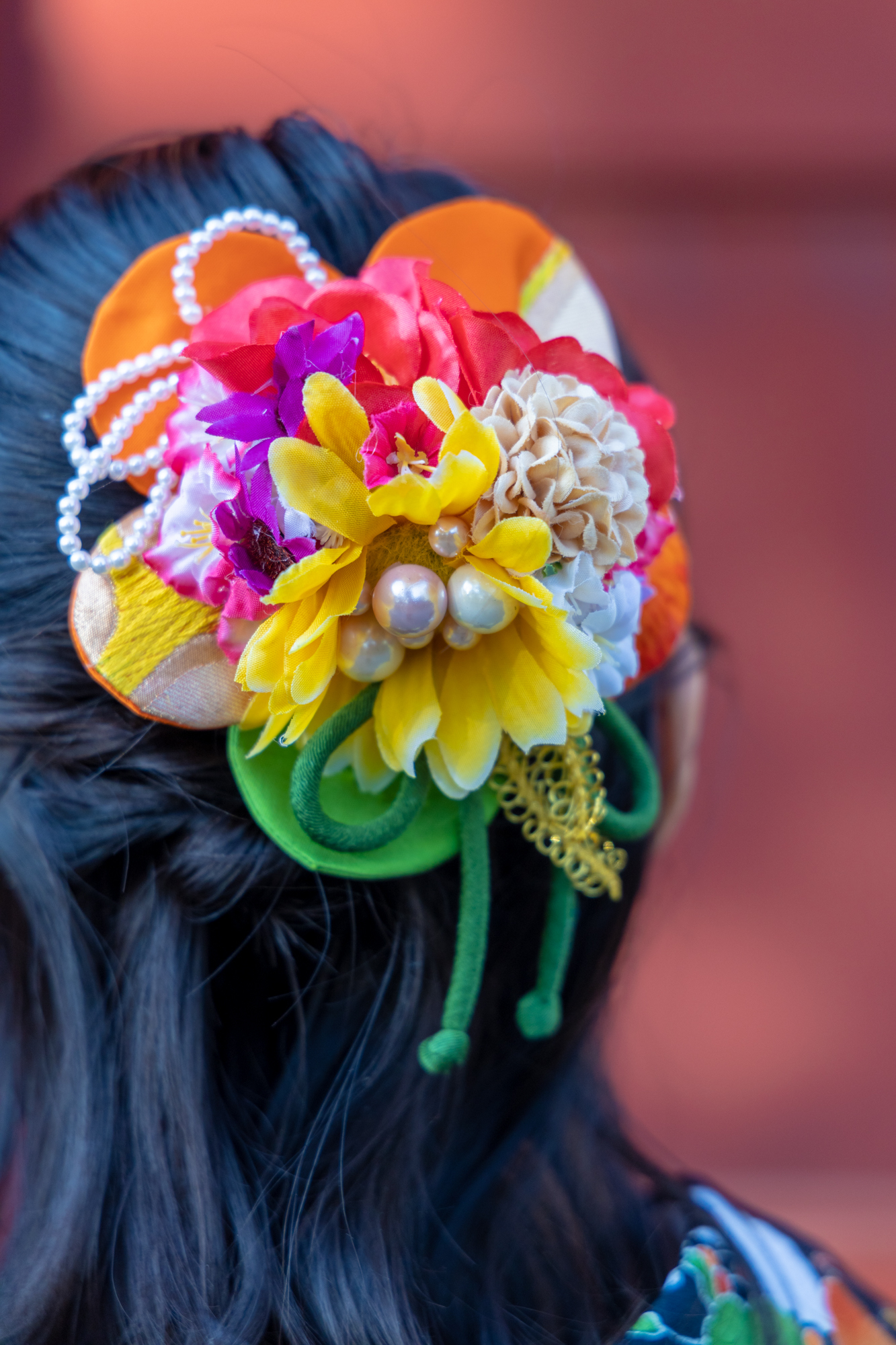 一点もの 成人式 振袖 卒業式髪飾り 袴 髪飾り 袴ヘア 花飾り オレンジ No16 Fujiya Obi Collection