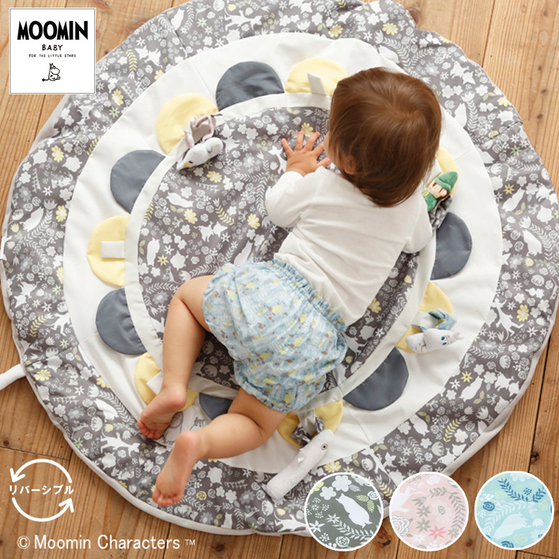 Moomin Baby 2way プレイマット フラワー リバーシブル 寝返り マット ムーミン ラグ 赤ちゃん ベビー キッズ 子供 マット 北欧 ベビー 雑貨 Vivi