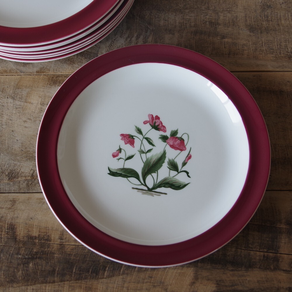 ウェッジウッド メイフィールド デザートプレート ケーキ皿 花柄 ボタニカル柄 ルビー 200725 1 8 Wedgwood Mayfield イギリス ビンテージ 食器 アンティーク Flohmarkt フローマルクト