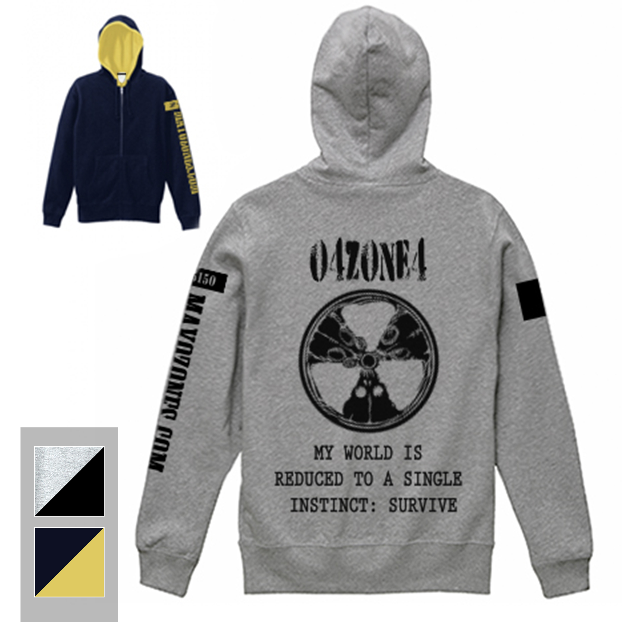 放射能マーク Zipパーカー バイカラー Mayozones