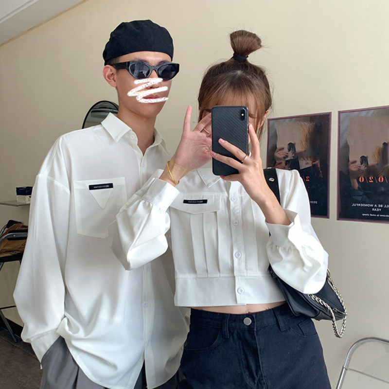 ユニセックス ワンポイント白シャツ 韓国ファッション通販 Nosweat
