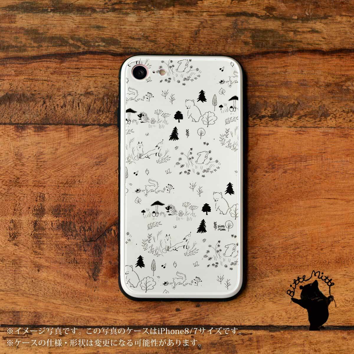 強化ガラス Iphone11 スマホカバー モノクロの森 うさぎ スマホケース Iphoneケース 携帯ケース ケースガーデン