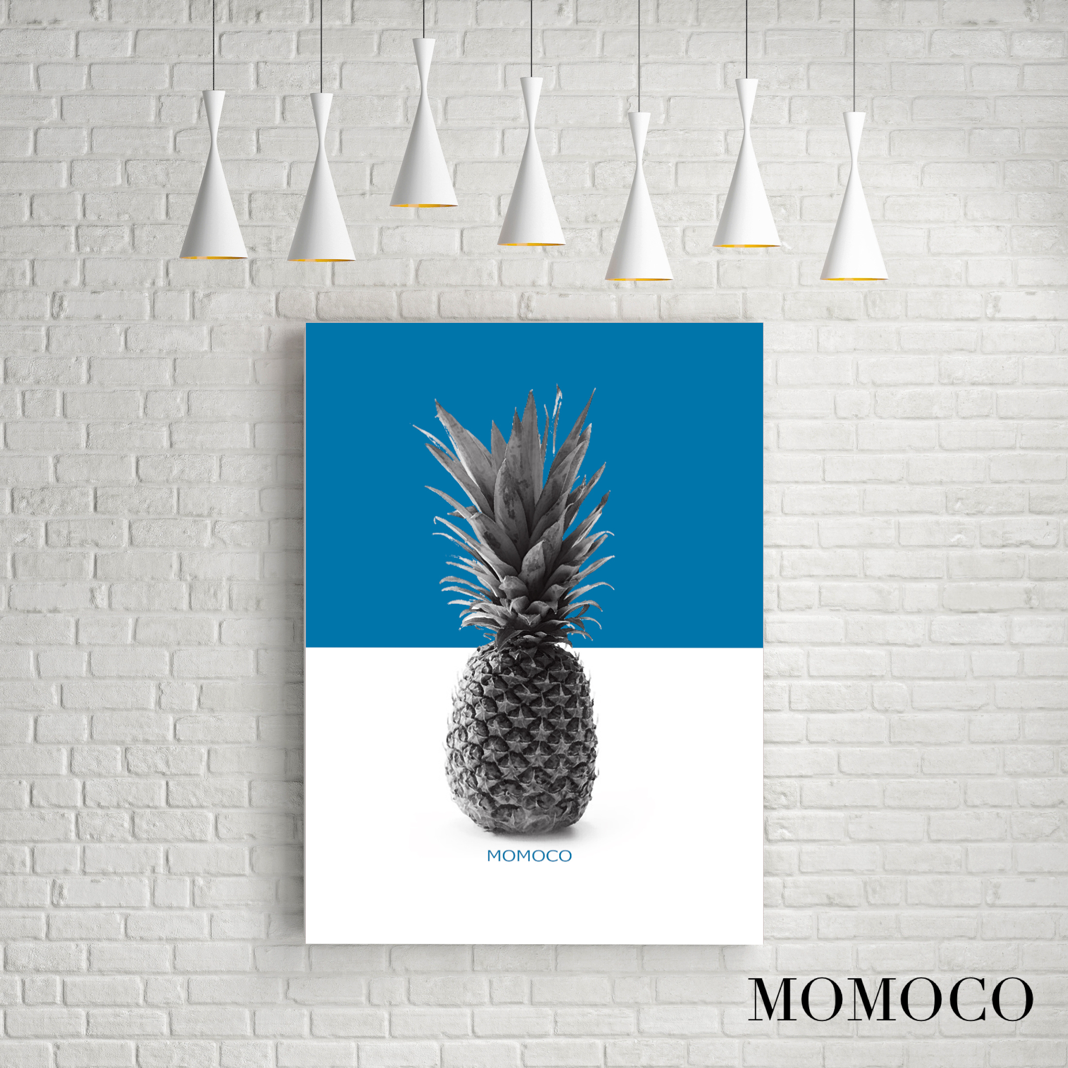 パイナップル ブルー おしゃれアートポスター P10 Pサイズ Momoco Make Sense Art Gallery