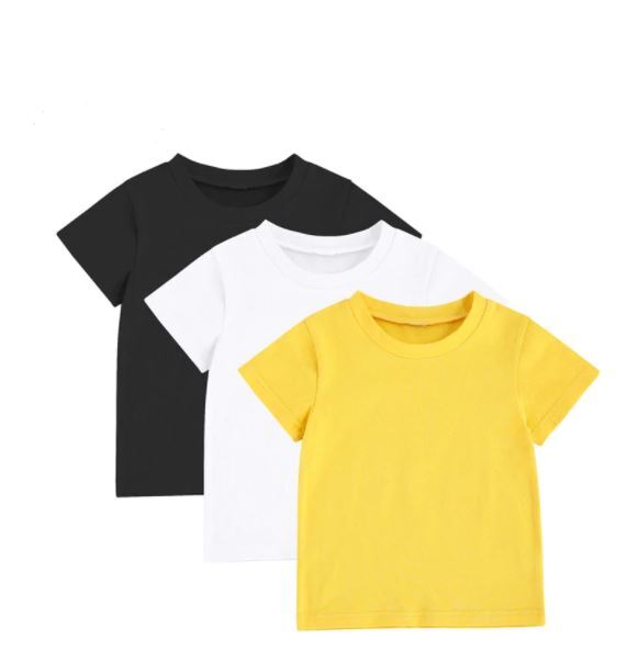 ラウンドネック シンプル 無地 コットン 半袖 Tシャツ 女の子 男の子 3色 サイズ6m 5歳 ベビー キッズ 子供服 インポート子供服 Guruguru