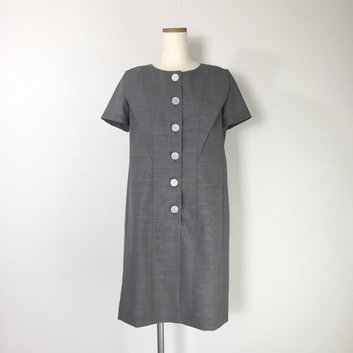 Pierre Cardin ピエールカルダン サマーウールワンピース ボタン 半袖 丸首 フクル ファッションブランドユーズドセレクトショップ