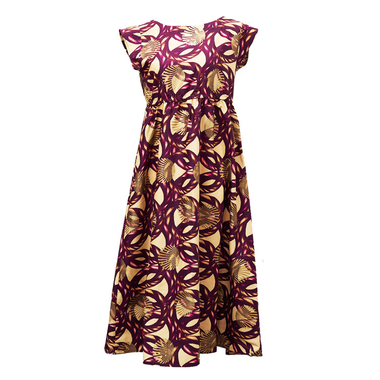 フレンチスリーブワンピース リングロープ ワインレッド ベージュ 日本縫製 アフリカンプリント アフリカンファブリック アフリカンバティック パーニュ キテンゲ アフリカ布 ガーナ布 エスニック ハイウエスト エスニック レディース 女性 Cherry Et Cacao