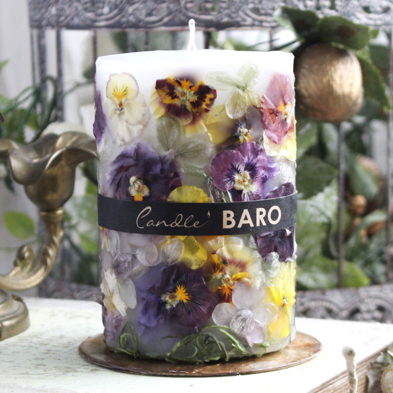 718 ビオラガーデンボタニカルキャンドル 浮き彫りタイプ Candle Baro