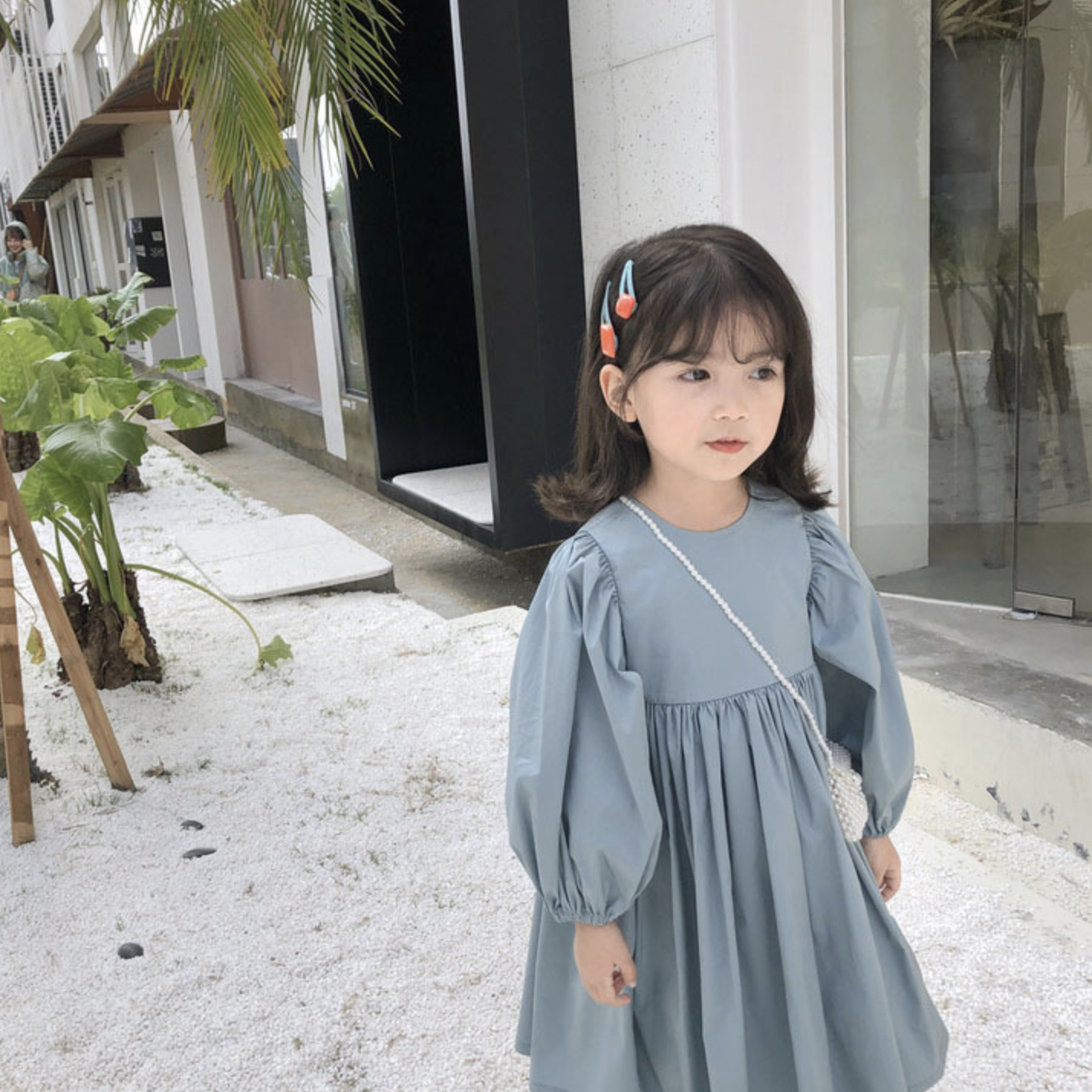 Kids フリルブルーワンピース A525 Cow Flower Market