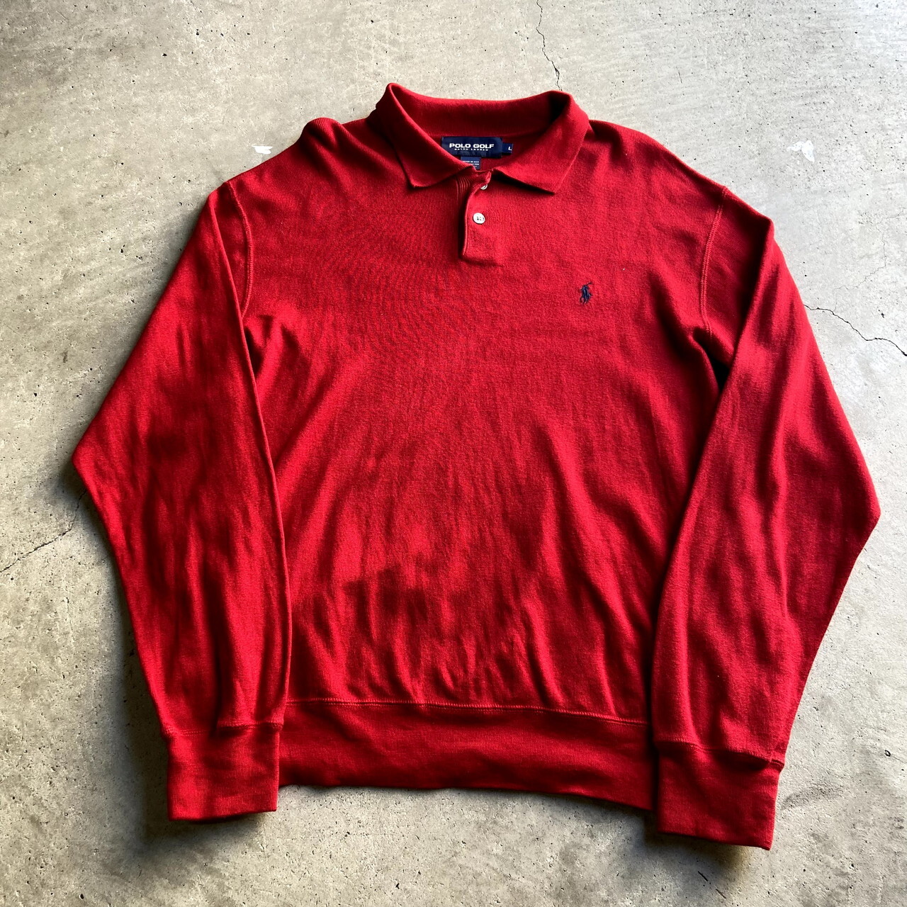 Usa製 Polo Golf Ralph Lauren ラルフローレン 襟付き コットンニットセーター メンズl 赤色 レッド 古着 ワンポイントロゴ刺繡 ニットセーター Cave 古着屋 公式 古着通販サイト