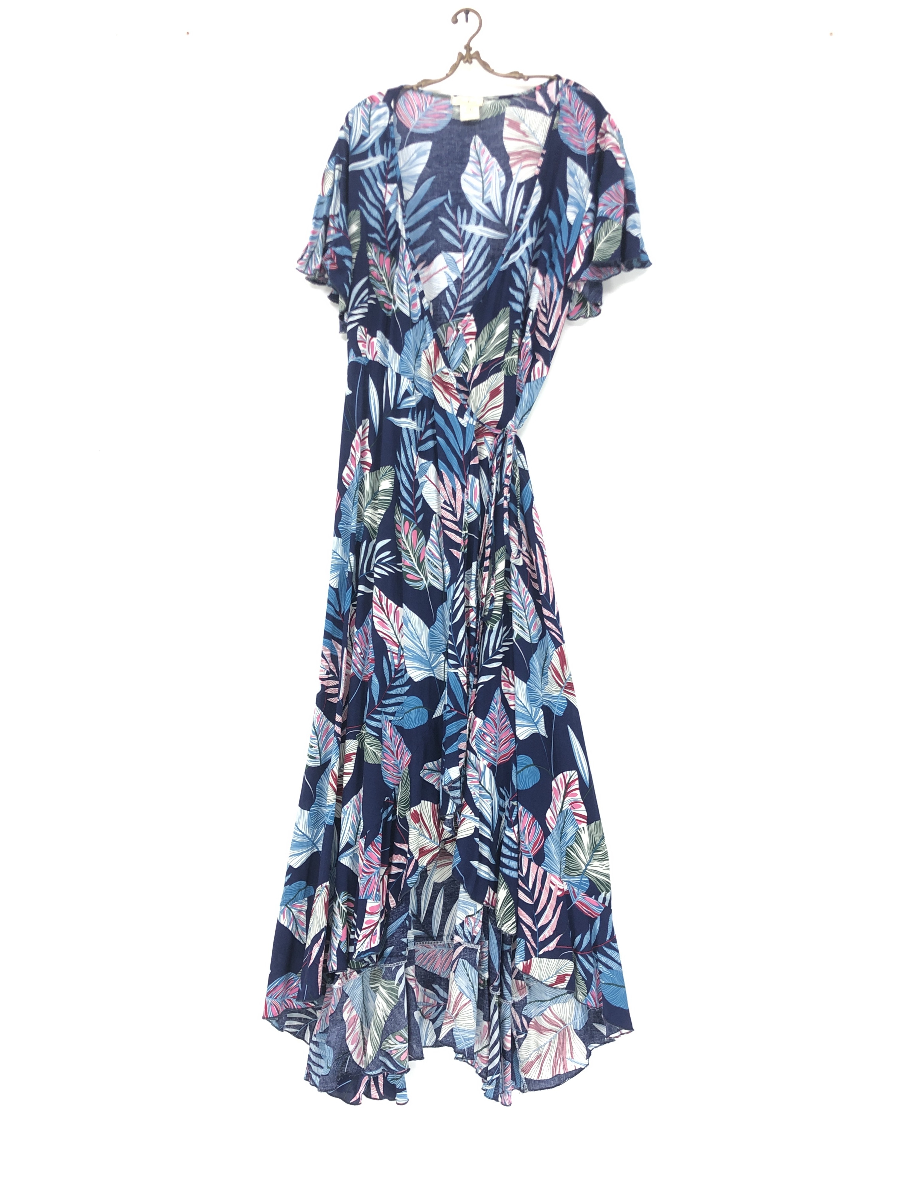 カシュクールワンピース ロング Botanical Navy Purushana
