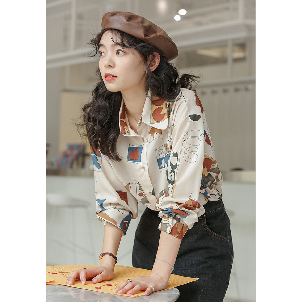 Regit 即納 Figure Plane Shirts 韓国ファッション 韓国服 かわいいブラウス おしゃれなブラウス プチプラコーデ おしゃれ かわいい Regit