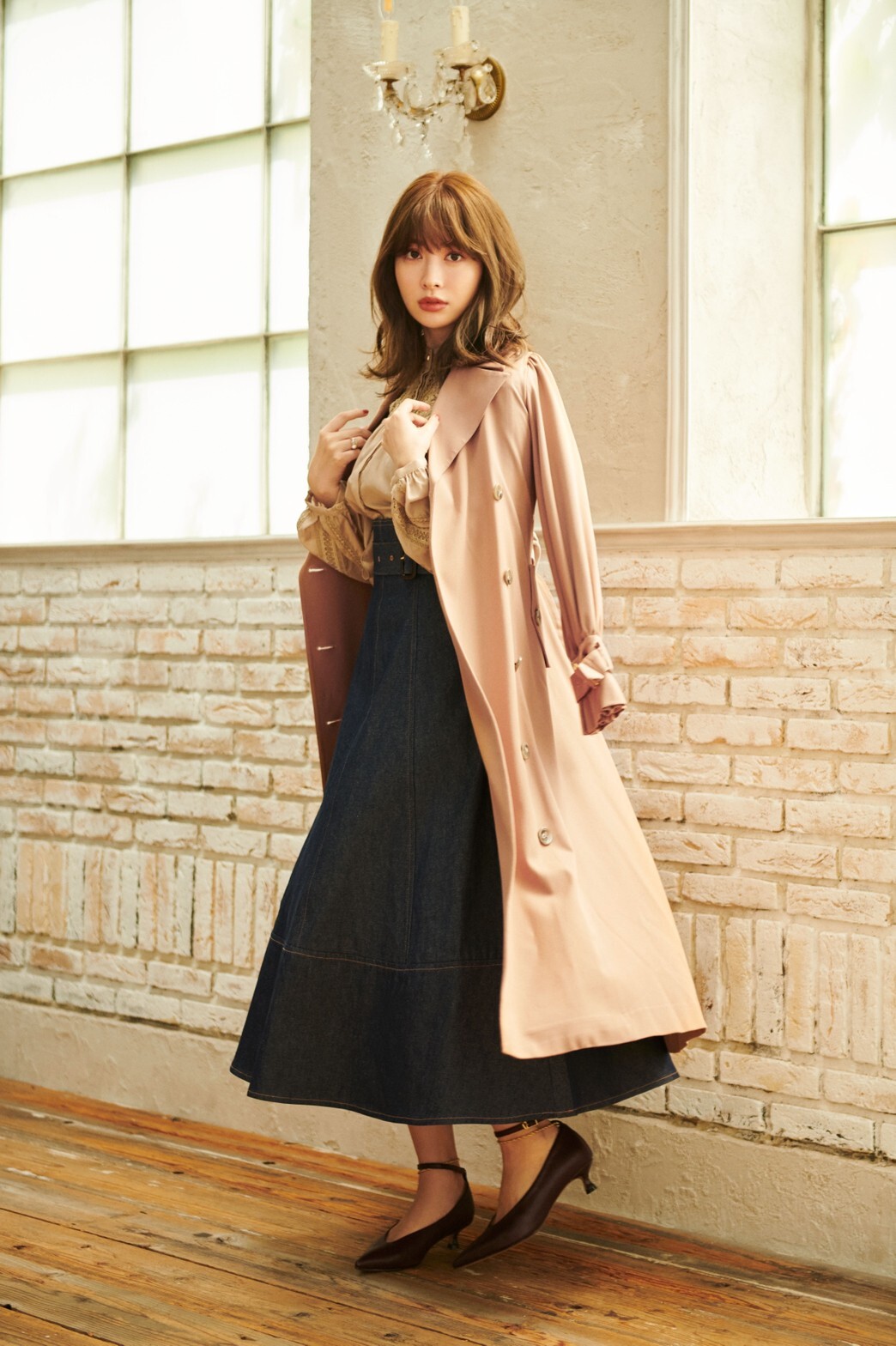 herlipto♡Belted Dress Trench Coat♡taupe
