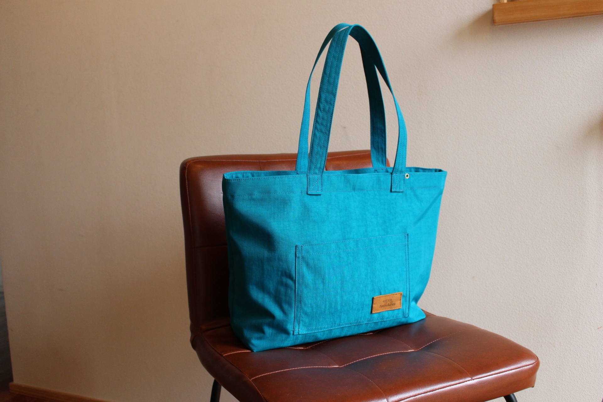 トートバッグｌ 裏地付き ターコイズブルー Fuchulures フチュウルアーズ