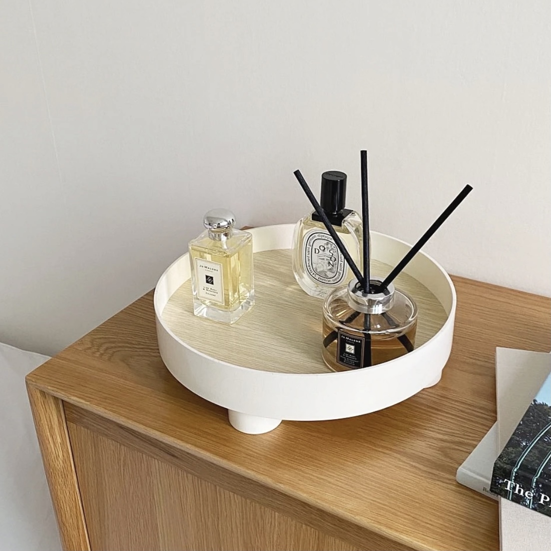 White Wood Round Tray ホワイト ウッド ラウンド トレー 収納 整理整頓 韓国 インテリア 雑貨 Tokki Maeul トッキマウル 韓国雑貨通販サイト