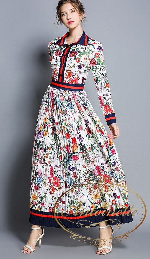 セール L ２ 即配 フジテレビ ルパンの娘 小沢真珠 様 ご着用 木曜ドラマ レディース ロング丈 花柄 夏 サマー 秋 華やか 大人 パーティー おでかけ デート 衣装 提供 ワンピース 長袖 Antoinette