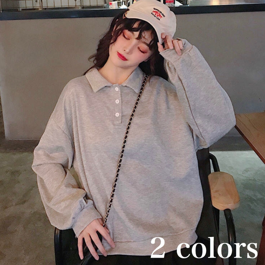 ポロ シャツ 風 レディース 春 秋 服 長袖 オルチャン ファッション 可愛い 10代 30代 学生 制服 風 カジュアル Tp 0256 Hapi Hapi Girl ハピ ガル
