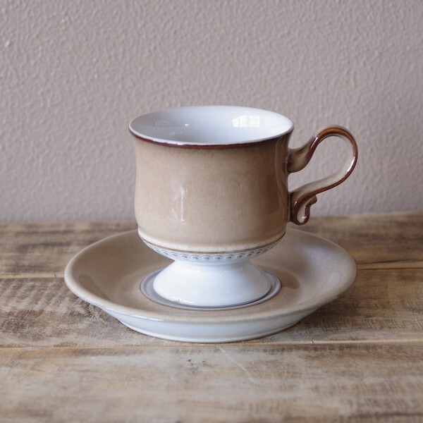 Denby Seville デンビー セビリア コーヒーカップ ソーサー ベージュ レトロモダン 1113 1 2 イギリス ヴィンテージ 食器 陶器 シンプル Flohmarkt フローマルクト