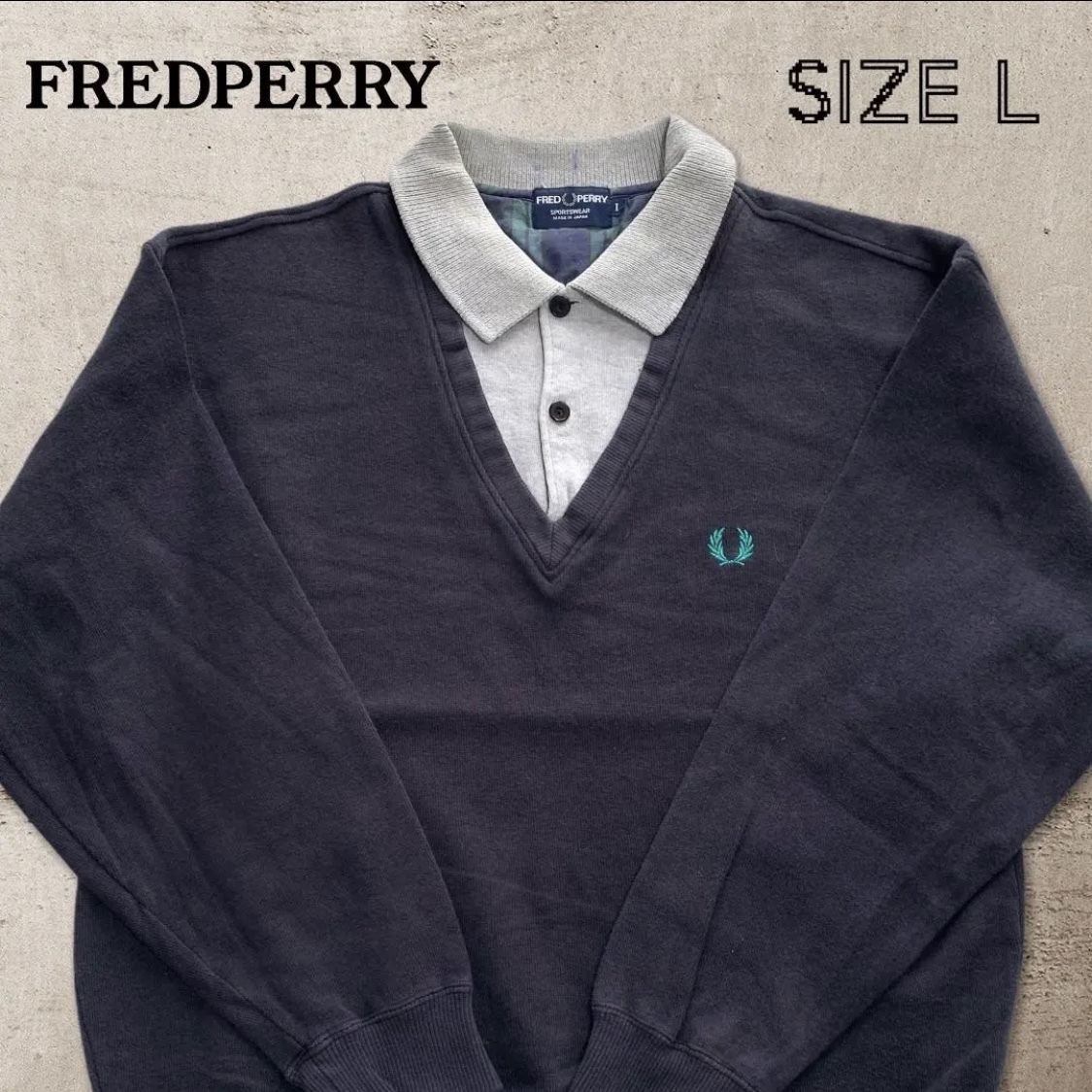 希少デザイン フレッドペリー Fred Perry 襟付きスウェット O276 Dust Magnet Club ヴィンテージ古着 トレンド古着 アメカジ 90s コレクティブル