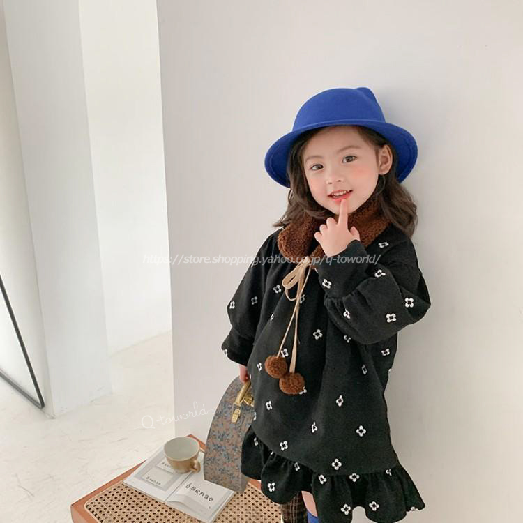 80 130 ワンピース 長袖 花柄 ふんわり 韓国版 韓国子供服 子供服 女の子 Q Toworld キュートワールド 子供服 メール便は何点でも送料の合計は280円