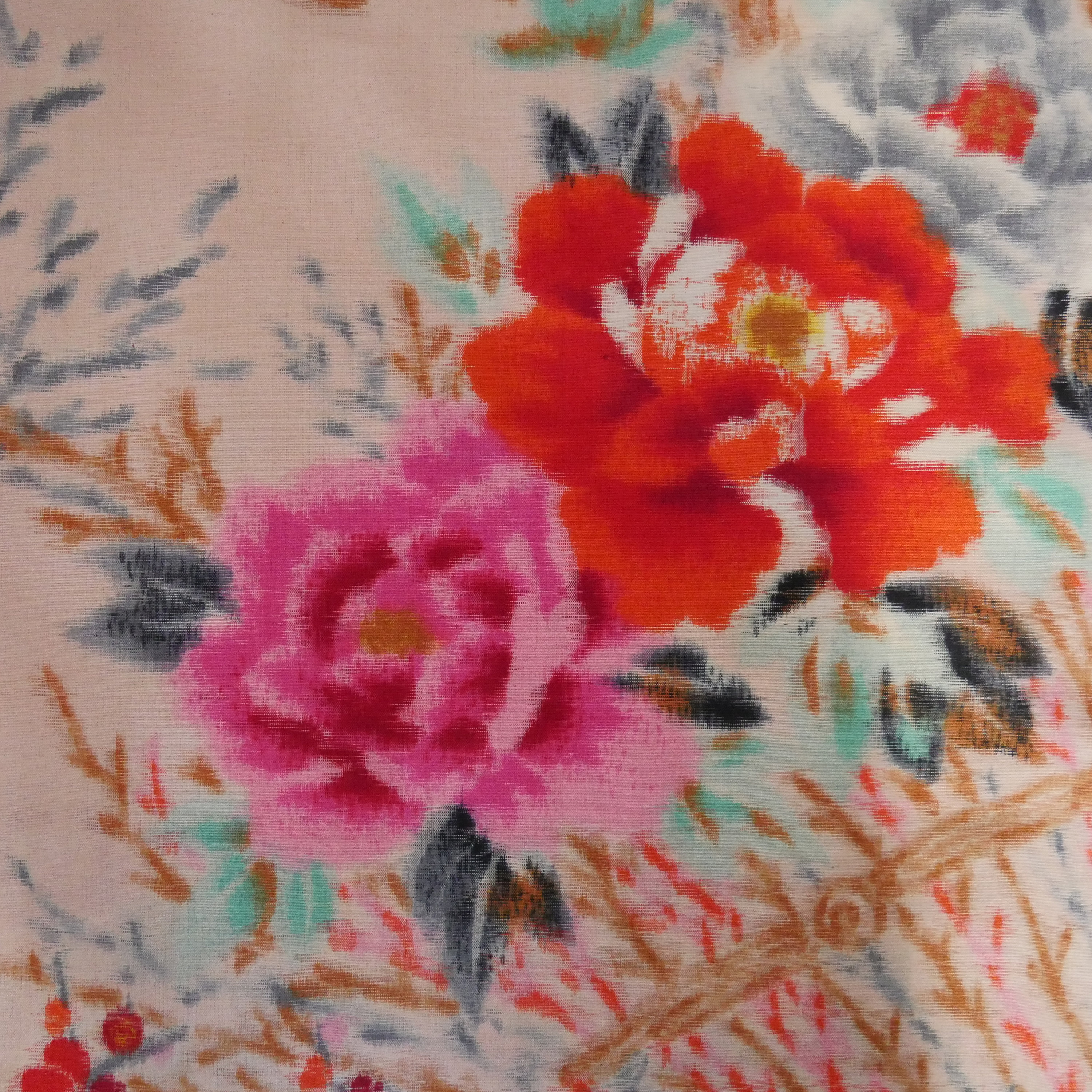 正絹 花柄 銘仙着物 Vintage Meisen Kimono With A Floral Design Tokyo Wonder Store