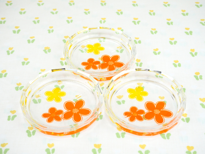 グラス コースターセット レトロポップなかわいい花柄グラス 昭和レトロ Honeycoco ハニココ
