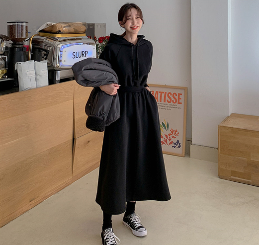 直販在庫 スウェットロングワンピース ロング ロング丈 長袖 フード付き シンプル カジュアル メンズライク 売上最激安 Ssl Daikyogo Or Jp