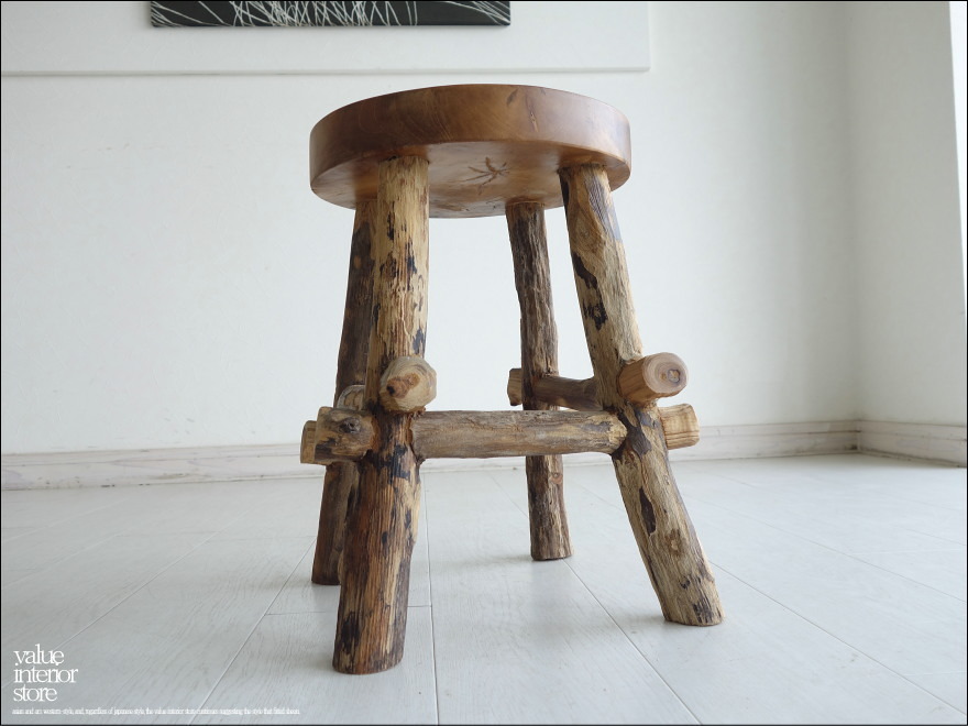 チーク無垢材 スツール Je2 椅子 イス 木製 ベンチ カフェチェア 手作り家具 素朴 天然木 ハンドメイド ナチュラル 送料無料 Valuestore