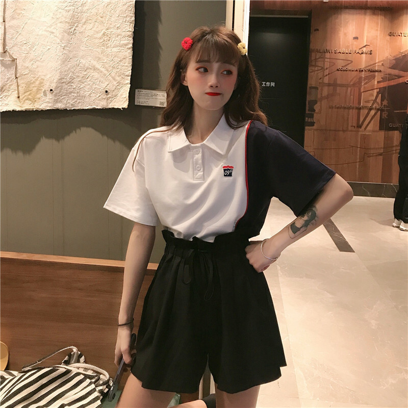 スポーティなpolo襟トップスとハイエストショートパンツ 韓国レディースファッション通販 Krex ケーレックス