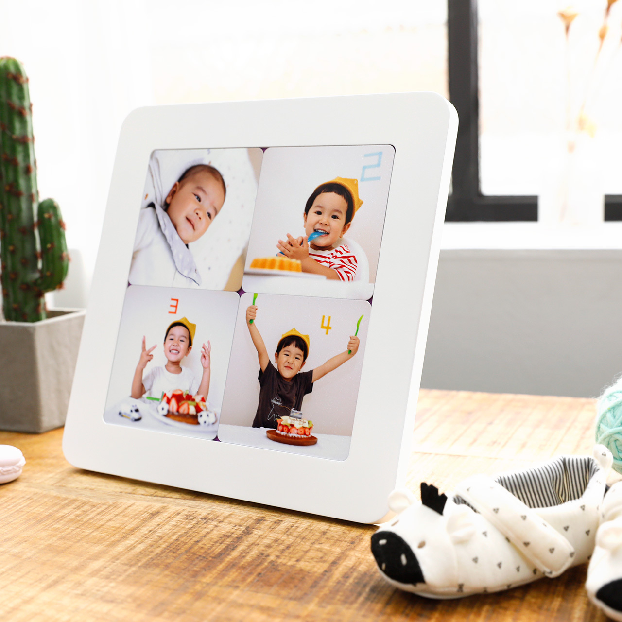 マグネットフォトスタンドstandard4 ホワイトフォトフレーム 90x90mmマグネット4枚セット Instagram印刷 などに最適 オンラインプリント 写真印刷 すまでこオンラインショップースマホの写真でオリジナルアイテム作成