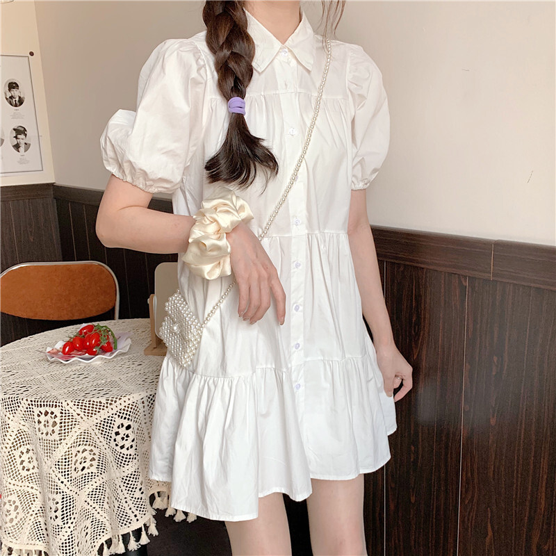 ミニワンピース チュニック パフスリーブ ティアードワンピース ミニ丈 Aライン 段フリル 2way Mitsuki32 12