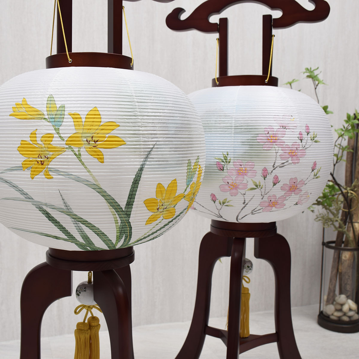 大内行灯 ふるさと とちぎ 対柄 盆提灯 モダン おしゃれ 岐阜提灯 Suzutame 雛人形 五月人形 羽子板 破魔弓 盆提灯 鈴為 スズタメ