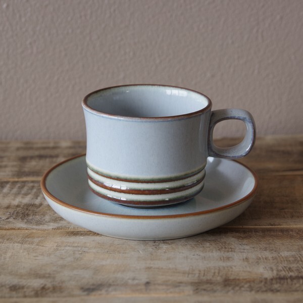 デンビー Denby フィヨルド Fjord グレー シンプルモダン コーヒーカップ ソーサー 0804 1 3 イギリス ビンテージ 食器 陶器 レトロ Flohmarkt フローマルクト