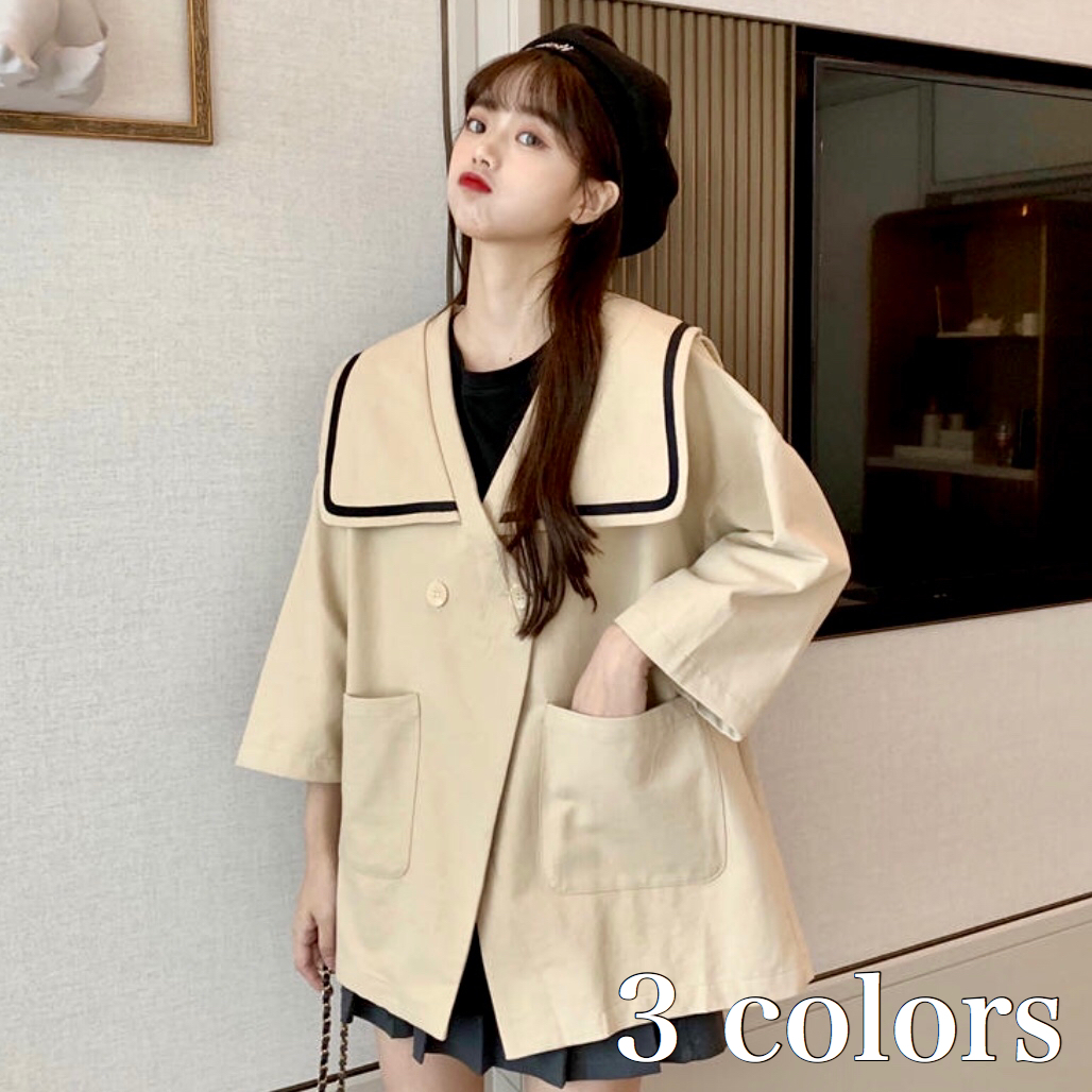 セーラー ジャケット アウター レディース 春 秋 長袖 オルチャン ファッション 可愛い 学生 制服 風 10代 代 Ou 0096 Happy Orurea ハッピーオルレア