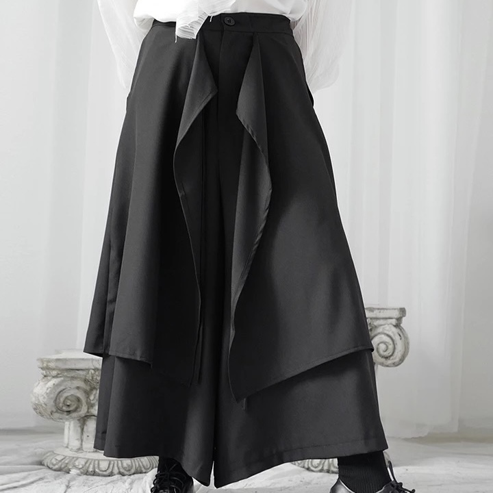 Dark Illuminate フレア ワイドパンツ 黒 かっこいい Dark Illuminate