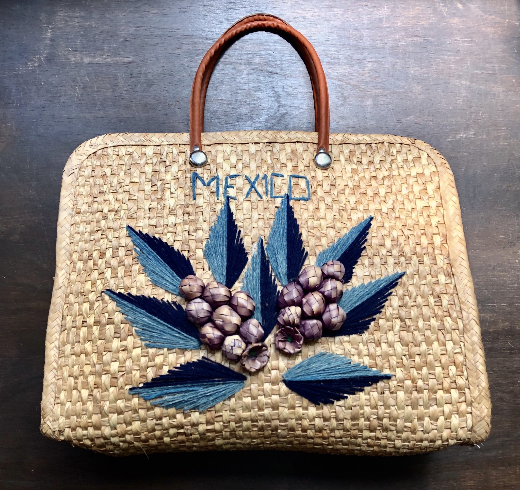 Vintage Mexican Raffia Straw Bag メキシコ刺繍トートカゴバッグ Sugar Spun Sister Vintage Used