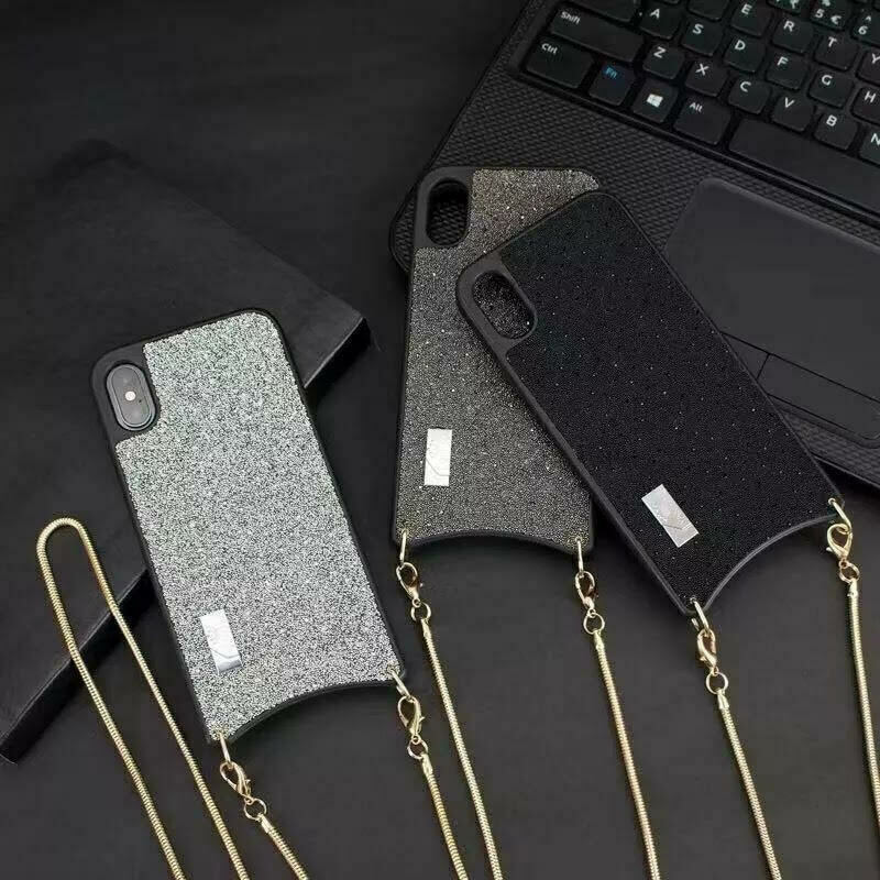 送料無料 Iphoneケース スマホケース ネックストラップ チェーン クレジットカード スイカ 財布 バッグ クロスボディー キラキラ グレー La Preference