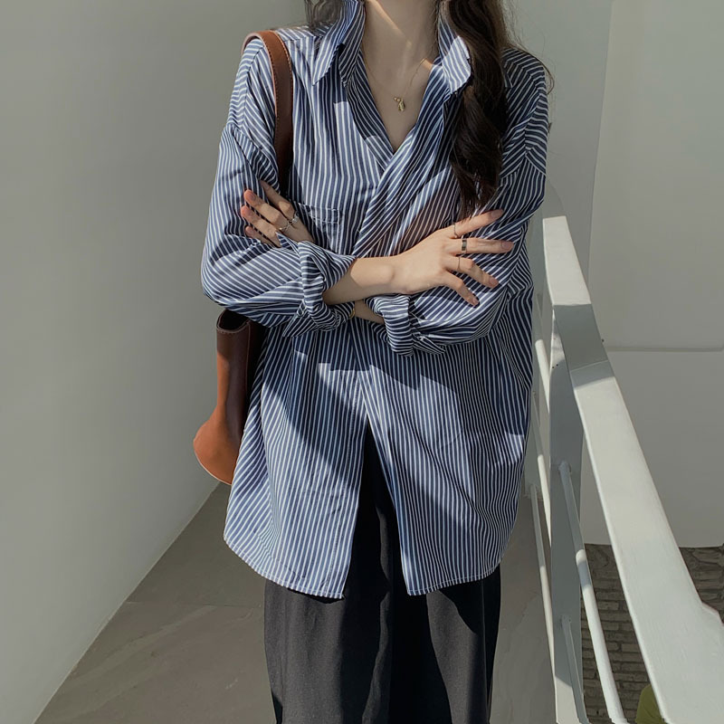 オーバーサイズ ロング丈ストライプシャツ 韓国レディースファッション通販 Keatc ケット シー