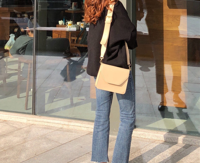 太いベルトショルダーバッグ 韓国ファッション バッグ トートバッグ エコバッグ シンプル シルバー スクエア ピアス イヤリング Ins Bag Lkb Lunnik