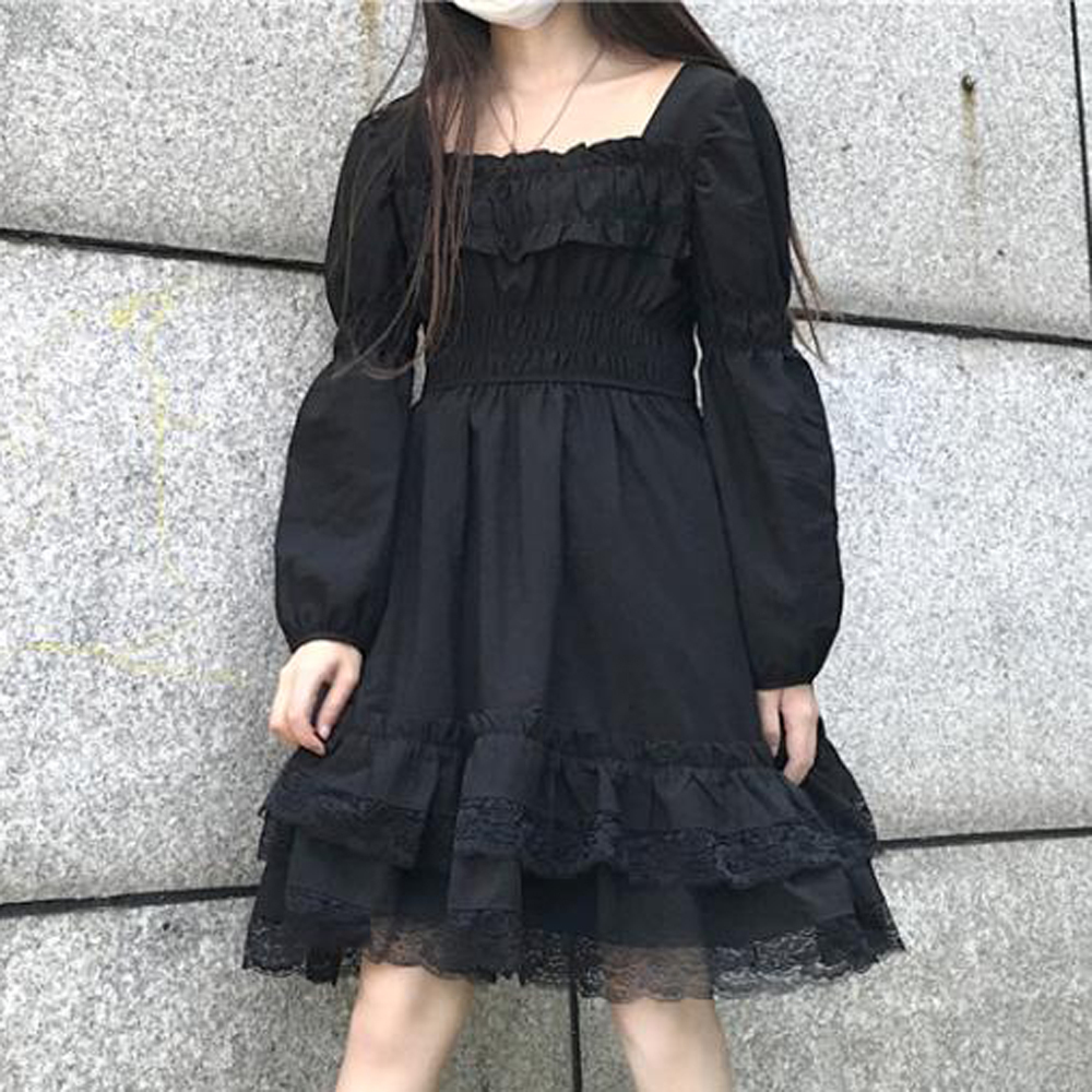 ゴシックブラックパフスリーブワンピース Black Lotus