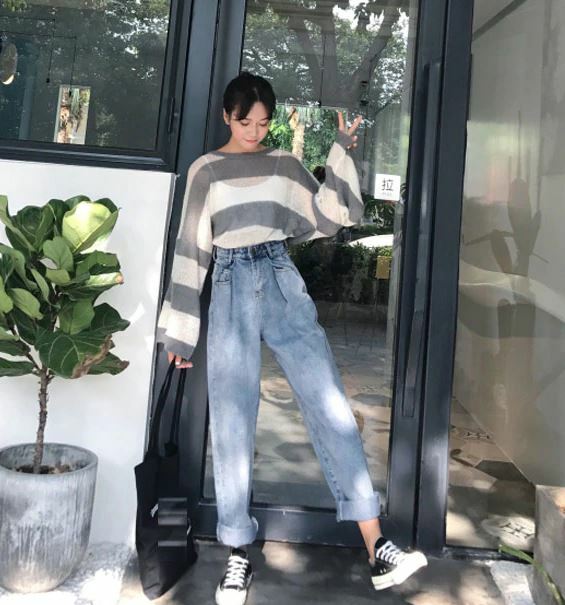 カジュアルクロップドパンツ Bf風 デニム ジーンズ ハイウエスト メンズライク ベーシック 春夏 レディース 代 30代 通学 女子会 旅行 Dj Freak