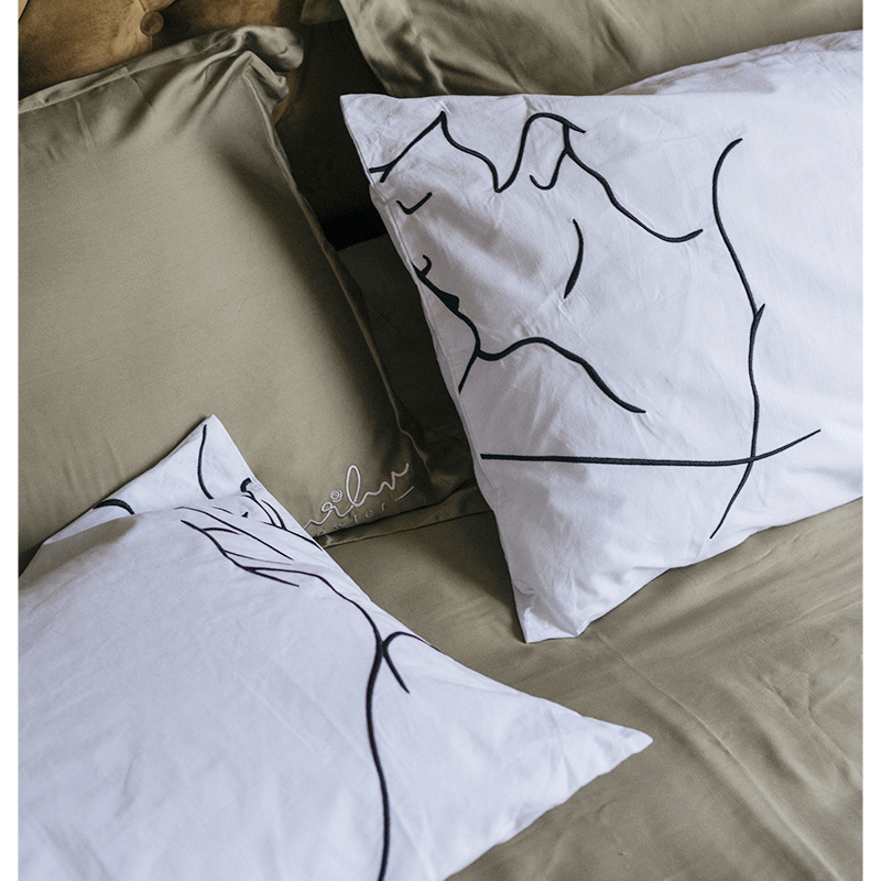 カップルイラスト枕カバー 北欧 Plaisir 北欧インテリア 韓国インテリア