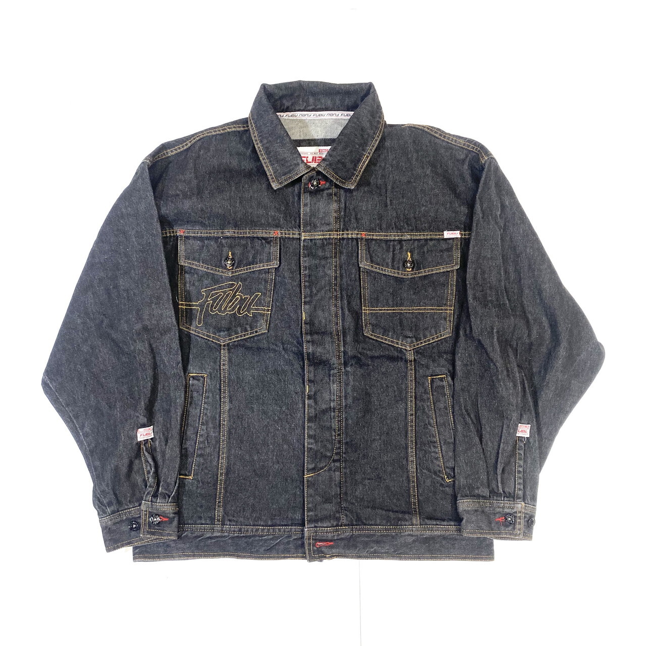 ビッグサイズ Fubu フブ オーバーサイズ デニムジャケット ブラック 黒 メンズxl 古着 デニムジャケット Cave 古着屋 公式 古着通販サイト ビッグサイズ Fubu フブ オーバーサイズ デニムジャケット ブラック 黒 メンズxl 古着 デニムジャケット Cave 古着屋 公式 古着通販サイト