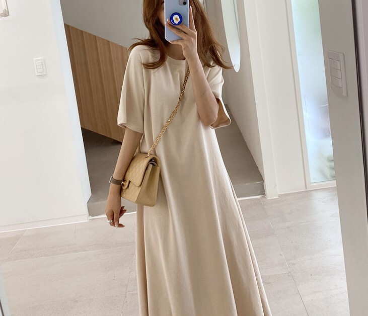 オーバーザニーカジュアルロングワンピース Eulogia